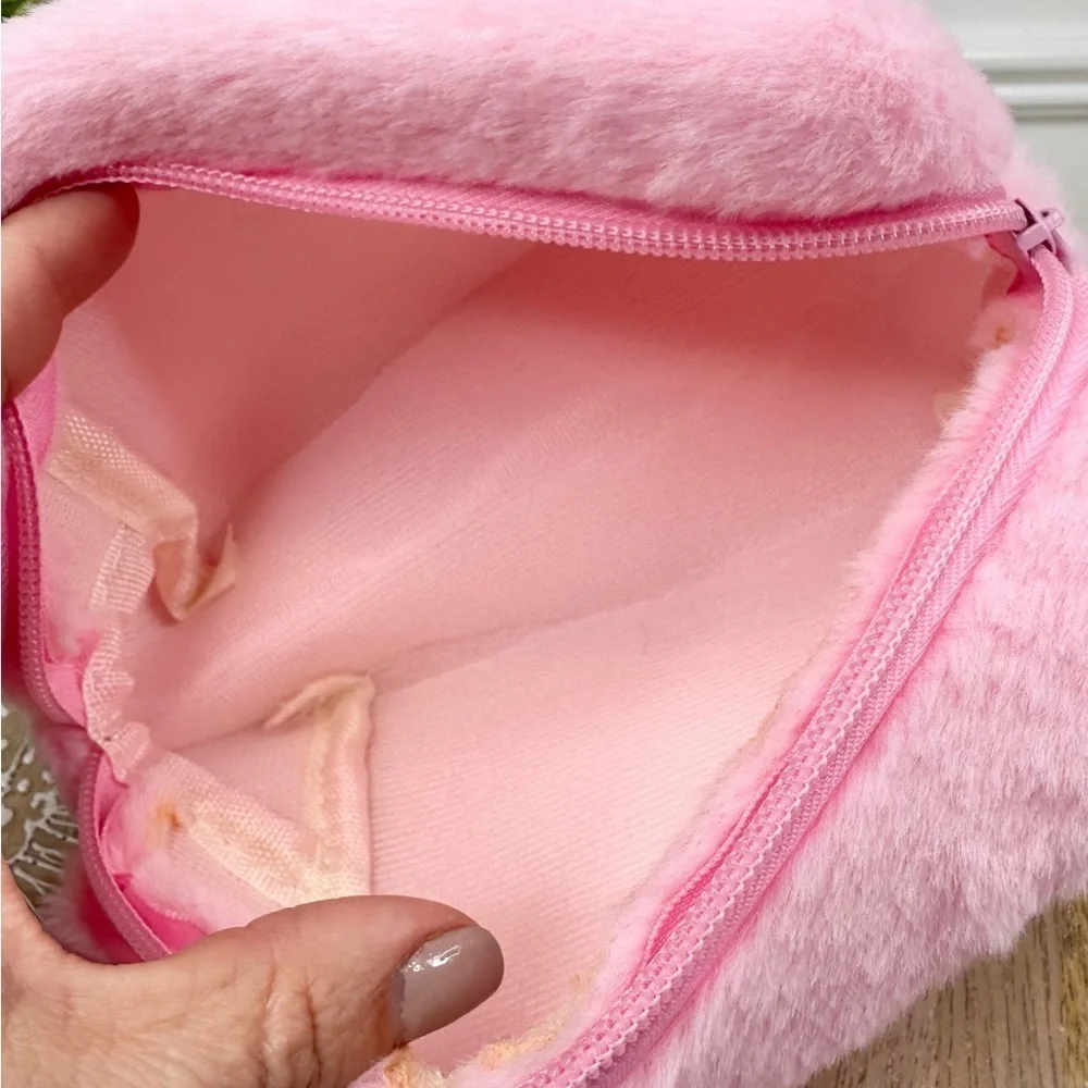 Pink Faux Fur Cosmetic Bag